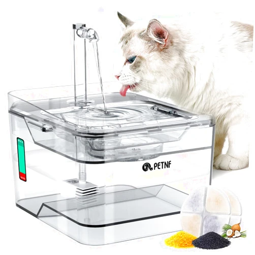 PETNF Cat Water Fountain, 101oz/3L Pet Drinking Fountain for Cats Dogs Inside Ultra Quiet Automatic Water Fountain Dispenser, Smart Pump with LED Light, Cat Fountains with 2 Filters, 3 Water Flow Settings