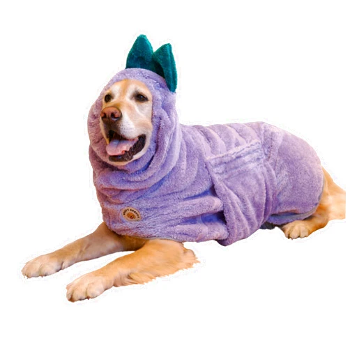 DERPYCHAPPY Premium Dog Towel Robe & Dog Bathrobe for Drying Dogs Made in Korea | Super Absorbent Quick & Adjustable Microfiber Bath Towel for Cats & Puppy Robes After Bath | Soft Coat (S, Lavender)