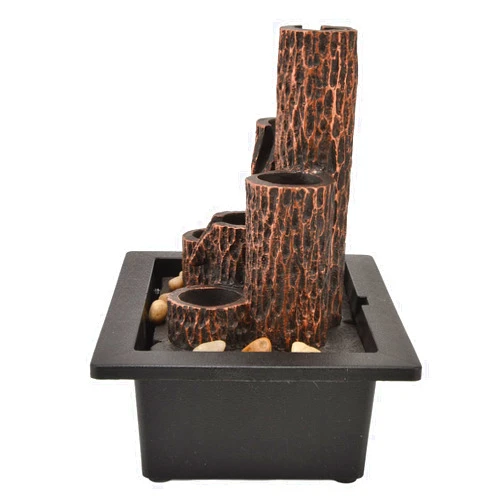 Yosoo Tabletop Fountains, Deadwood 3 Step Falls Relaxing Decorative Tabletop Water Fountain with LED Lights for Office Decoration (US Plug 110V)
