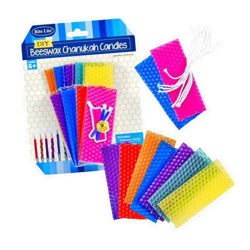 Rite Lite Design Your Own Candles Kit - Makes 9 Candles- Beeswax Colorful Hanukkah DIY Set for Menorah - Hanukkah Gifts, Chanukah Gifts for Kids and Adults Alike!