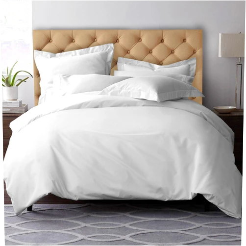 Pizuna Pure 100% Cotton Queen Duvet Cover Set, 600 Thread Count Long Staple Cotton Crisp Sateen Weave with Button Closure (Combed White Cotton Duvet Cover Queen)