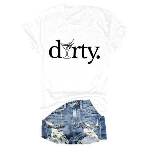 Enviarbrillo Dirty Martini Glass Women's T-Shirt Stylish Cocktail Tee Trendy Night Out Bar Drinking Apparel Party Gift