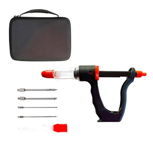 ZSJCLUB Marinade Injector Syringe Meat Needles, Seasoning Injector,Meat Injector Kit with Case,Injection Brine Marinades for Meat, Turkey, Chicken,Beef,Fish -15ml Barrel Chamber - 4 x 4.4 Inch S/S Needles