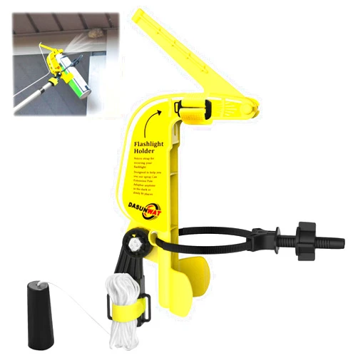 Dasunwat Spray Can Extension Pole Adaptor,Adjustment Sprayer Bracket Adaptor for Wasp/Hornet/Bee Spray Long Range,Spray Paint,Window Cleaner,Tree Pruning Sealer Spray,Spray Can Trigger Handle(Yellow)