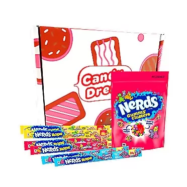 Candy Dream Wonka Nerds Assorted Candy Bulk Pack Fun Treats - Nerds Gummy Clusters, Nerds Rainbow Rope, Nerds Rope Tropical, and Nerds Rope Very Berry in a Pouch | (3 x 0.92 oz) & (1 x 8 oz )