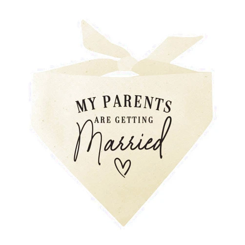 Tees & Tails My Parents are Getting Married Wedding Engagement Announcement Dog Bandana (Natural, OS 648)