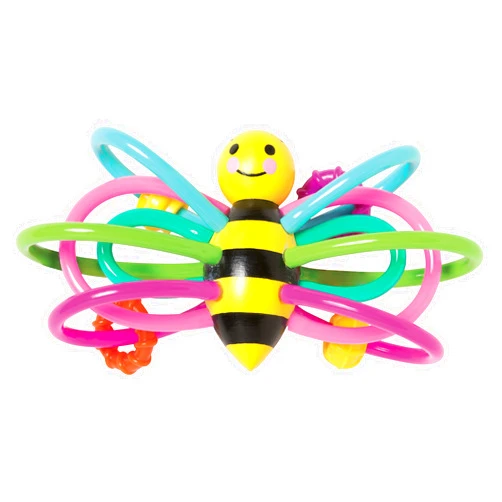 Manhattan Toy Zoo Animal Winkel Bee Multicolor Rattle & Sensory Teether for Baby and Toddler
