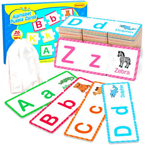 Kasfalci Alphabet Puzzle Cards,ABC puzzle,Alphabet Learning Toys,ABC Learning for Toddlers Kids,Matching Letter Game,Preschool Learning Activities,Kindergarten Classroom Must Haves,Homeschool Supplies
