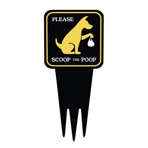 Brookfield Products Clean Up After your Dog Yard Sign With Stake | Scoop the Poop Lawn Signs | Clean Up Dog Poop Sign | Keep Off Grass | Unique Triple Self Staking Design | Heavy Duty Dibond Aluminum | 12” x 5.5”