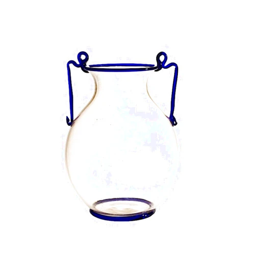 YourMurano Murano Glass Vase for Home Decor, Handmade Made in Italy Glass Artwork, Amphora Classic Vase with Blue Details, YourMurano