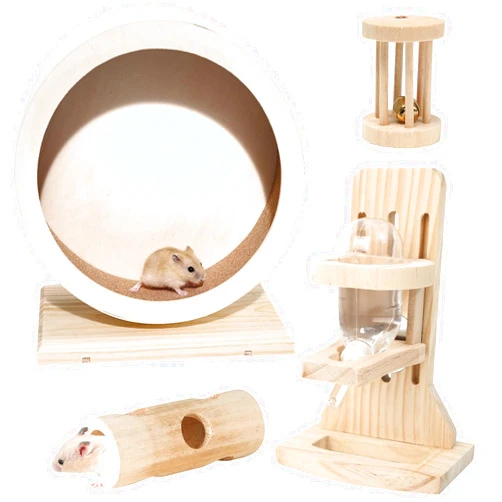 Antiai 4 Pack Hamster Wheel Set,8.2Inch Medium Size Slience Quiet Spinner Hamster Running Wheels,Hamster Water Feeder Accessories Chew Toys for Guinea Pig,Gerbils,Mice and Other Small Pets Animal