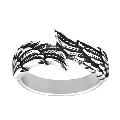 AKarrLili Silver Vintage Angel Wing Ring Stainless Steel Feather Band Rings Jewelry for Women&Men Size 7-11