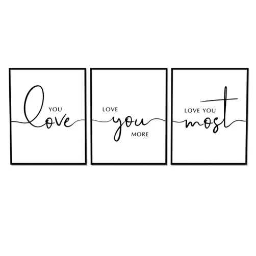 WCDHOR I Love You Most, Set of 3 Prints, I Love You More, Love You Most Wall Art, Above Bed, Master Bedroom Decor, Bedroom Wall Art, Kids Bedroom Sign, Love You Most Sign, Unframed (8x10 inch)