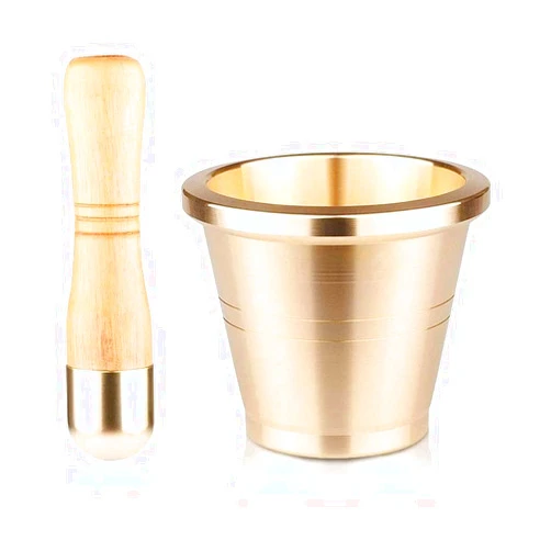 KOHARA Mortar and Pestle,Traditional Brass Mortar Kitchen Supplies Spice Grinder Crusher