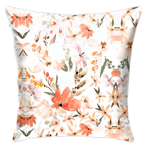 Damingfg Earth Tone Floral Summer Peach Apricot Pillow Covers 18 X 18 Inch,Decorative Throw Pillow Covers,Pillow Cushion Cases,Soft Plush for Home Outdoor Sofa Bedroom Office Car Decor