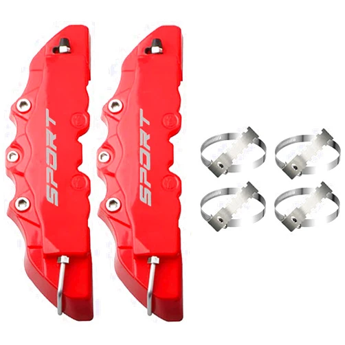 TCOI Universal ABS Plastic Car 3D Disc Brake Caliper Covers with Logos Front Rear Auto Accessories (Plastic ABS- Red, 2x 240mm)