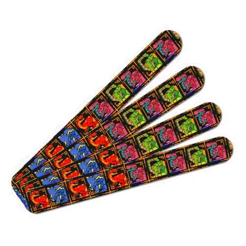 GRAPHICS & MORE Geometric Dinosaurs Aztec Mayan Style Tyrannosaurus Triceratops Velociraptor Brontosaurus Pattern Double-Sided Nail File Emery Board Set 4 Pack