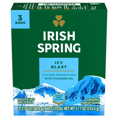 Colgate Irish Spring Bath Bar, Icy Blast 3.75 Oz, 3 x 3.75 oz bars