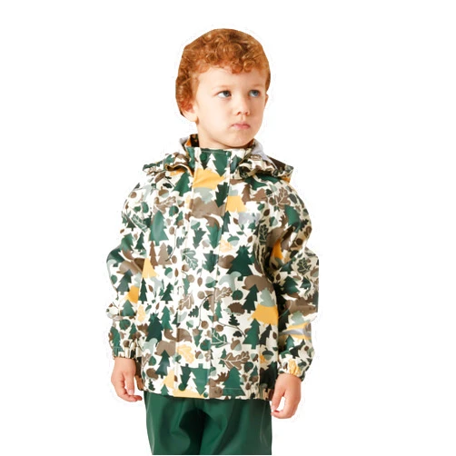 Helly-Hansen Kid's Bergen 2.0 PU Rainset AOP, 390 Jungle Green Aop, 2
