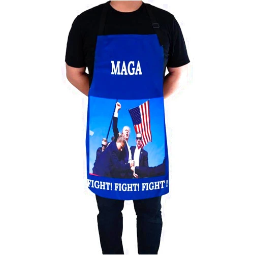 Bobble Fingers Donald Trump BBQ Cooking MAGA Apron with Fight! Slogan Gift For Dad Mens Husband Fire Resistant and Waterproof Easy Wear