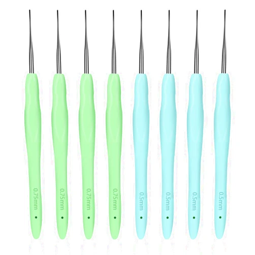 Lusofie 8pcs Crochet Needle for Locs Crochet Hooks for Hair Locs 0.5mm 0.75mm Dreadlock Tools Single Dreadlock Accessories Machine Crochet Hook Crochet Needles for Hair Interlocking Tool (0.5x4+0.75x4)