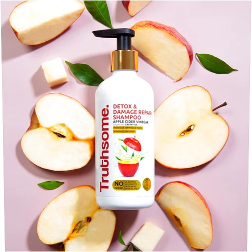 TRUTHSOME Detox & Damage Repair Shampoo with Apple Cider Vinegar & Green Tea, No Silicones, Sulphates, Parabens, Phthalates 300 ml
