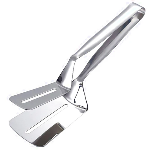 JXHAPY 304 Kitchens Tongs 10 Inch Premium Stainless Steel Multipurpose Gripper Bread Clip/Steak Clamps/Fried Steak Clamp/Barbecue Tongs/Beefsteak Turner Flipper (1)
