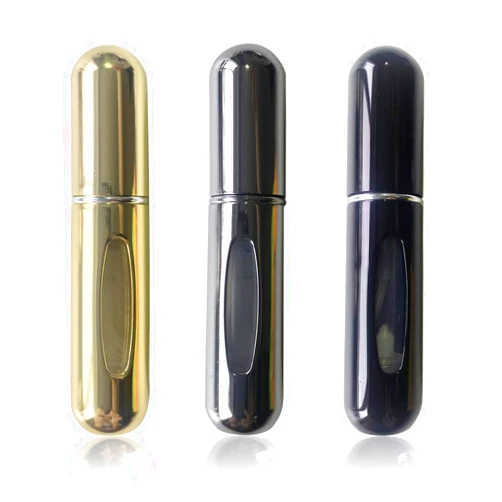Parts Express 3 Pack - 5 Milliliter Mini Refillable Perfume Atomizer Bottle, Multicolor Perfume Spray, Scent Pump Case for Traveling and Outgoing (Gold-Black-Silver)