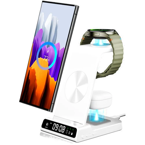 LeQuiven Wireless Charger for Samsung Devices, 4 in 1 Wireless Charging Station for Galaxy S24 Ultra/Z Fold6/Z Flip6/S23 Ultra, Charging Station for Galaxy Watch 7/Ultra/6/6 Classic/5 Pro/5/4, Galaxy Buds2 Pro