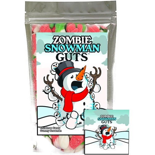 JLDesignMediaLLC Zombie Snowman Guts Blue Raspberry & Marshmallow Flavored Gummy Snowflakes Funny Unique Christmas Tree Stocking Stuffer Gag Birthday Girl, Boy and Teens Candy Gift