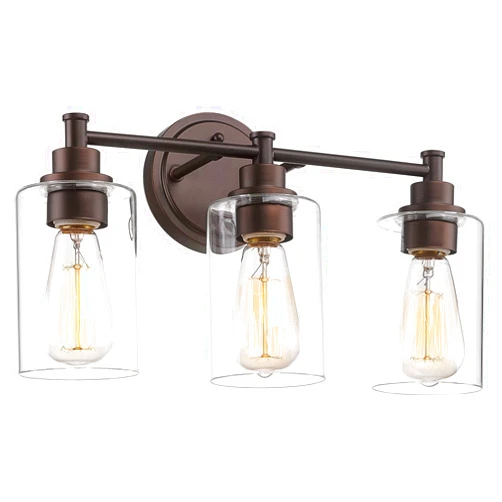 FEMILA 3-Light Vanity Light,Farmhouse Bathroom Light Fixtures,Metal Wall Sconce with Clear Glass Shade,Oil Rubbed Bronze Finish,4FYC56B-3W ORB