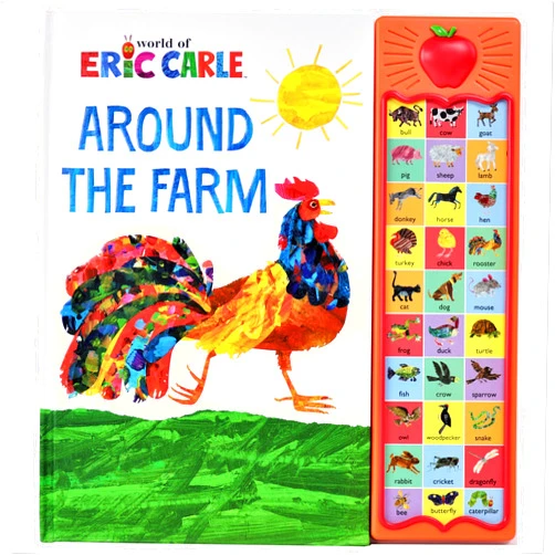 PI Kids,Editors of Publications International,Eric Carle World of Eric Carle, Around the Farm 30-Button Animal Sound Book - Great for First Words - PI Kids