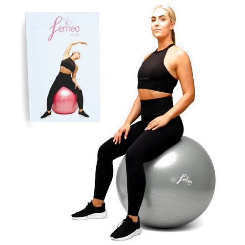 Femeo® Premium Yoga Ball & 100 Page Exercise Book | Stability, Pregnancy Pilates & Birthing | Over 50 Workout Exercises | Anti Burst