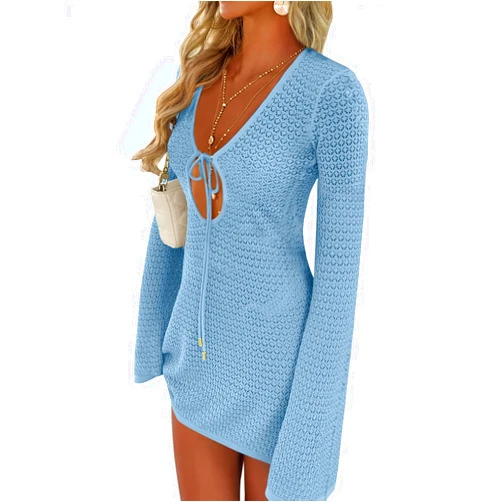 ANRABESS Womens Swimsuit Crochet Swim Cover Up Summer Bathing Suit Swimwear Hollow Out Mesh Knit Beach Dress Vacation Outfits