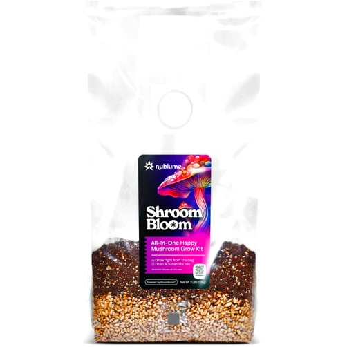 NuBlume ShroomBloom All-in-One Mushroom Grow Kit | Easiest Way to Grow Your Own Fresh Mushrooms Spores Like Magic | Sterilized Grain Spawn & Substrate Bag for Indoor Growing