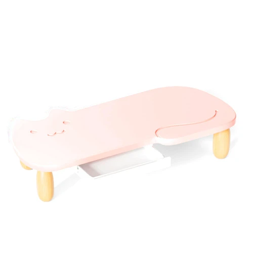 AFOOYO Monitor Stand Riser,Cat Shape Sturdy Wood Computer Monitor Stand, Monitor Stand Riser, Multi-Purpose Desktop Organizer Riser for Computer,Laptop,Printer,TV,Pink