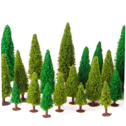 Skylety 35 Pcs Model Trees 2.16in-4.9in Green Train Scenery Landscape Pine Miniature Diorama Trees Mixed Model Bottle Brush Trees for Road Architecture Building DIY Decoration Gift