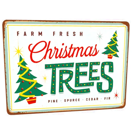XXBCSS Farm Fresh Christmas Trees Metal Sign Vintage Retro Farmhouse Christmas Tin Sign for Home Kitchen Cafe Farm Bar Shop Decor 12X8