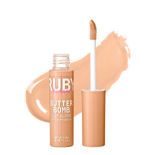 Ruby Kisses Lip Gloss Butter Bomb Gloss Non-Sticky Lip Gloss Vitamin E Natural Nude Lip Makeup - 7.8mL (0.26 US fl.oz) (White Lie)