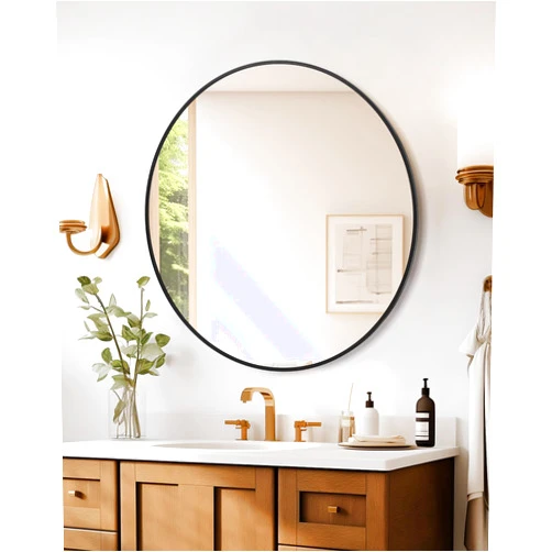 GAOMON 18 Inch Round Mirror, Circle Mirror, 2024 New Black Metal Frame Circle Mirror, HD Eco-Friendly Round Wall Mounted Mirrors for Entryway, Bathroom, Bedroom, Round Mirrors for Wall Decor
