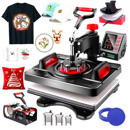 HIFRRUY 8 in 1 Upgraded 15 x 12 Heat Press Machine for Shirts Industrial-Quality Digital Swing Heat Press Sublimation Machine Powerpress Heat Press Machine for T-Shirt Mug Hats Plate Cap (8 in 1)