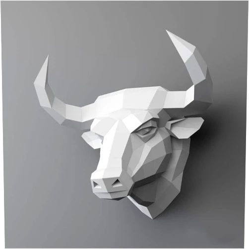 PRDECE Bull Paper Craft 3D Paper Model DIY Bull Head Gift Cattle Low Poly Taurus Trophy 3D Origami Cow Bullish Home Wall Decoration (A)