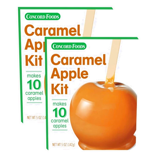 Concord Foods Caramel Apple Kit: Fall Favorite Treat - Indulge in Chewy Caramel Apples! Makes 10 Caramel Apples per Box, 5 oz (Pack of 2)