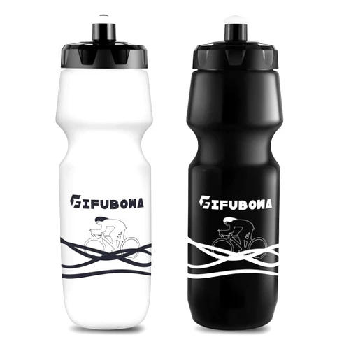 GIFUBOWA Bike Sports Water Bottle 24oz Bicycle Mtb Road Mountain Bottle BPA Free for Cycling/Outdoors/Sports/Running, 750ml, 2 pack White and Black