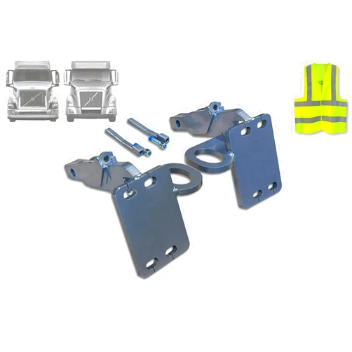 KOZAK Bumper Deer Moose Brush Guard Brackets Mounting Hardware Set compatible with EX-Guard Volvo VNL 2004-2024 PLUS Logo and Reflective Vest