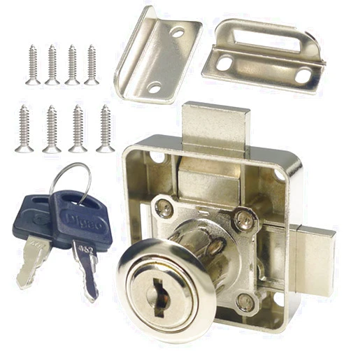 Dczonihup Cabinet Double Door Lock Drawer Lock Safety Lock [Keyed Alike] Double Deadbolt-Door Lock [Installation on The Left Side Door]. Drilling Diameter 3/4