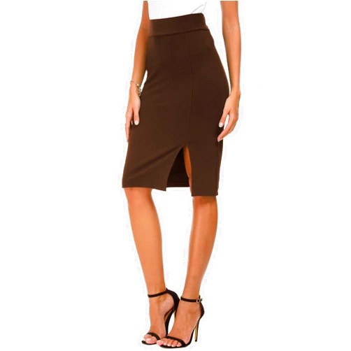 Urban CoCo Women's Knee Length Stretch Pencil Skirt High Waisted Bodycon Midi Straight Skirt