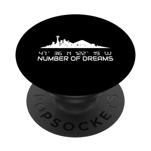 GPS Coodinates and Skyline of your Dream City Seattle Skyline GPS Coordinates Geography Home City USA PopSockets Swappable PopGrip