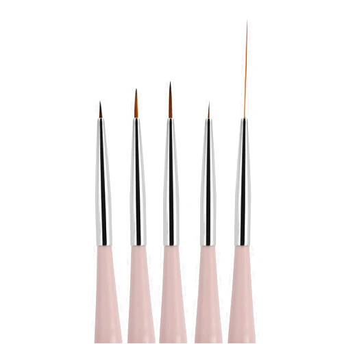 BEAUTÉ GALLERIA Beaute Galleria 5 Pieces Nail Art Brush Set with Liners (4mm, 7mm, 9mm) Striping Brushes (5mm, 25mm), for Thin Fine Line Drawing, Detail Painting, Striping, Blending, One Stroke