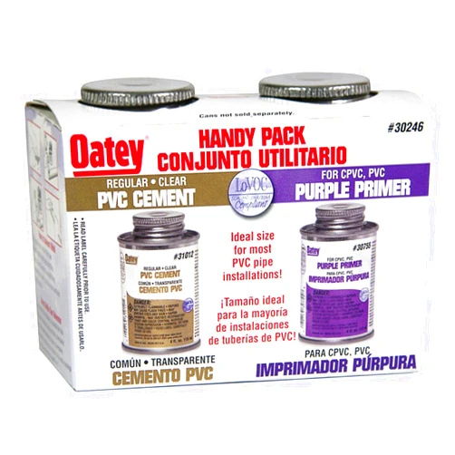Oatey Handy Pack Clear/Purple Primer and Cement For PVC 4 oz.